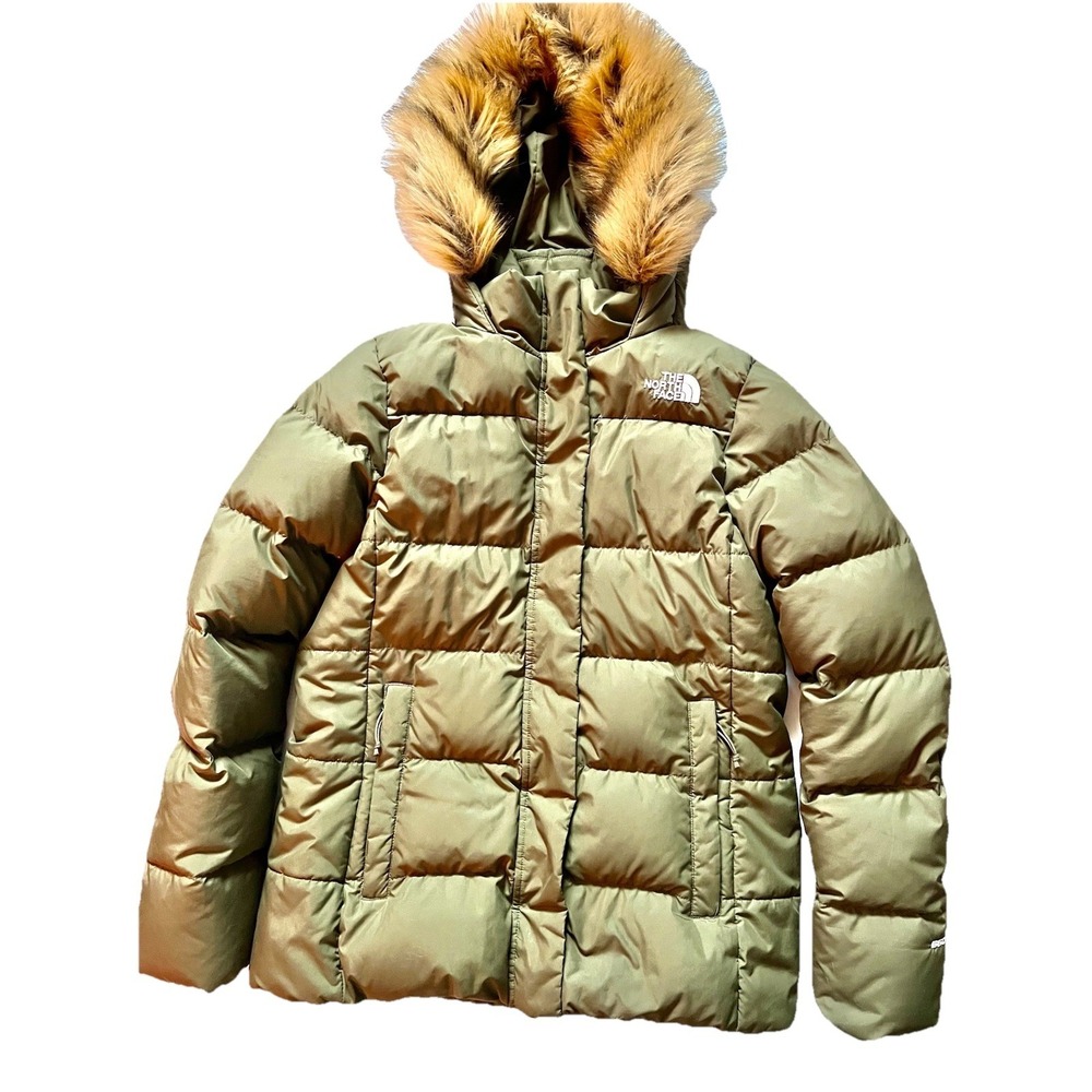 Womens The North Face Green 550 Goose Down Insulated Jacket Coat Size‎ L